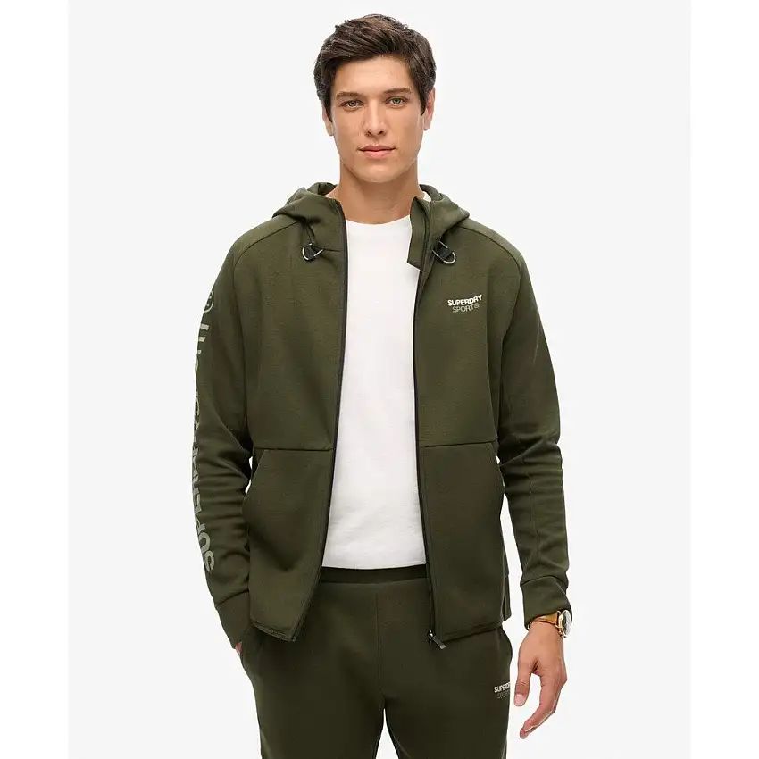 Felpa con cappuccio oversize con zip e logo Superdry Sport Tech