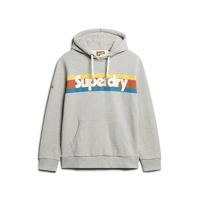 Felpa con cappuccio a righe con logo retro Superdry