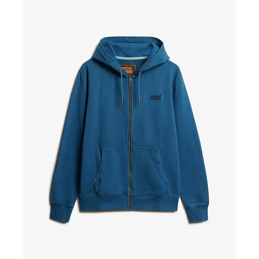 Felpa con cappuccio zipato effetto lavato con logo Superdry Essential