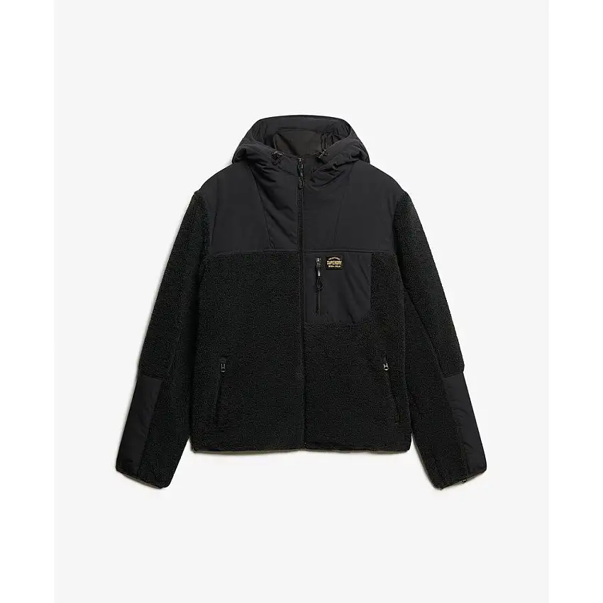 Giubbotto con cappuccio in pelle shearling Superdry Expedition Hybrid