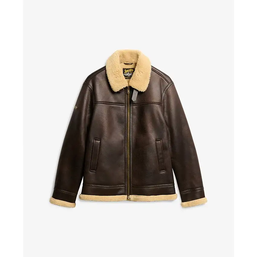 Giacca aviatore in pelle di pecora sintetica Superdry