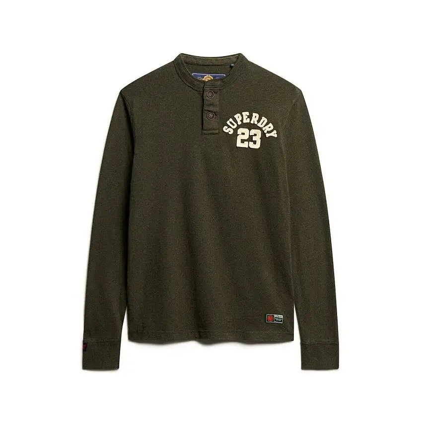 T-shirt collo tunisino e maniche lunghe Superdry Vintage Athletic [Misura M]