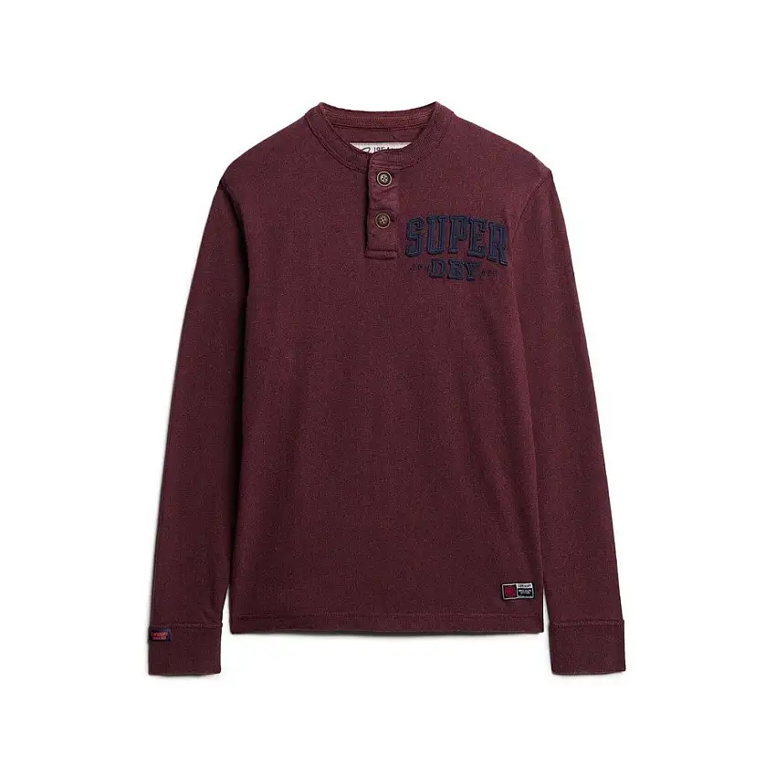 T-shirt con col tunisino e maniche lunghe Superdry Vintage Athletic