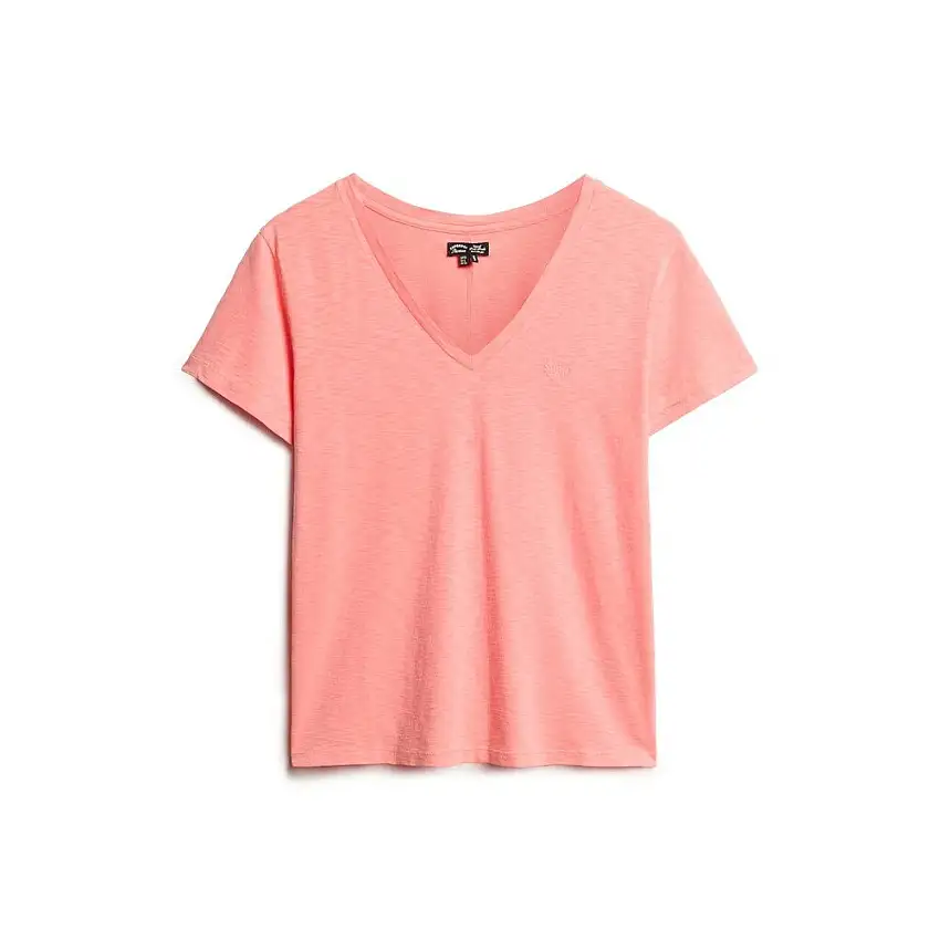 T-shirt donna con scollo a V ricamato Superdry Slub