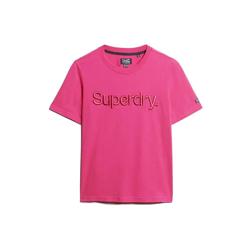 T-shirt con logo ricamato tono su tono donna Superdry [Misura 2XS]