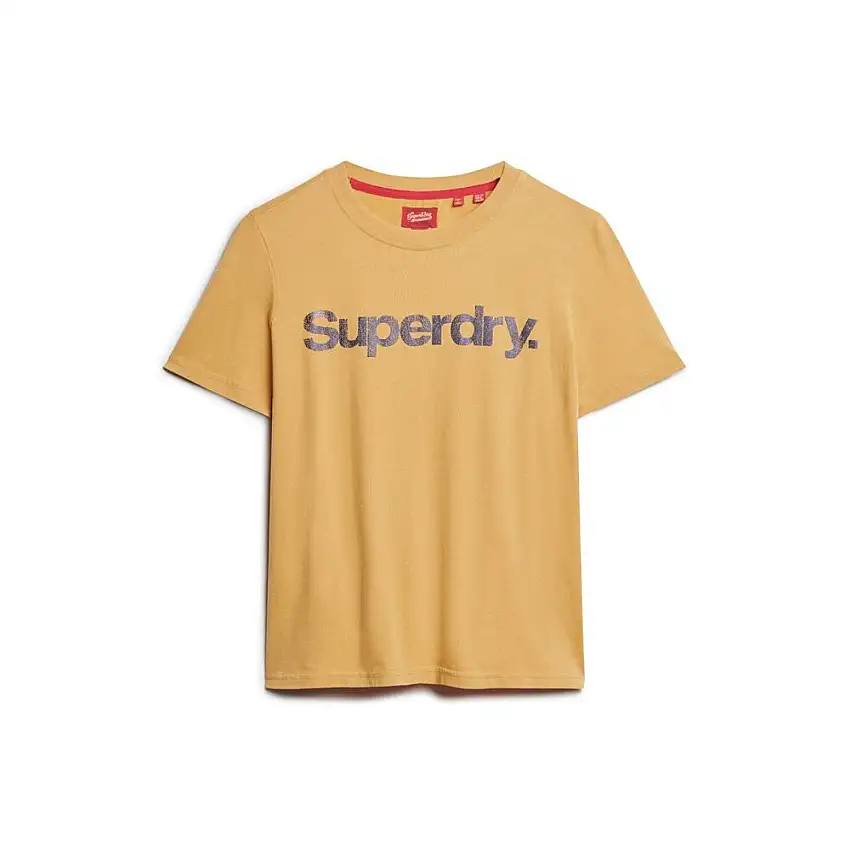 T-shirt da donna con logo metallico Superdry Core