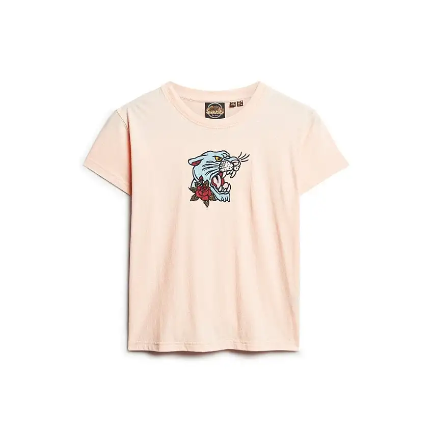 T-shirt aderente ricamato effetto tatuaggio donna Superdry