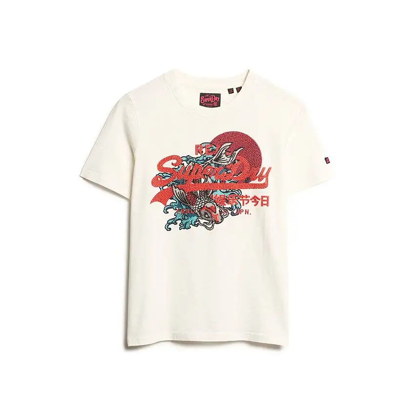 T-shirt a manica corta con stampa e logo donna Superdry Tokyo Vintage
