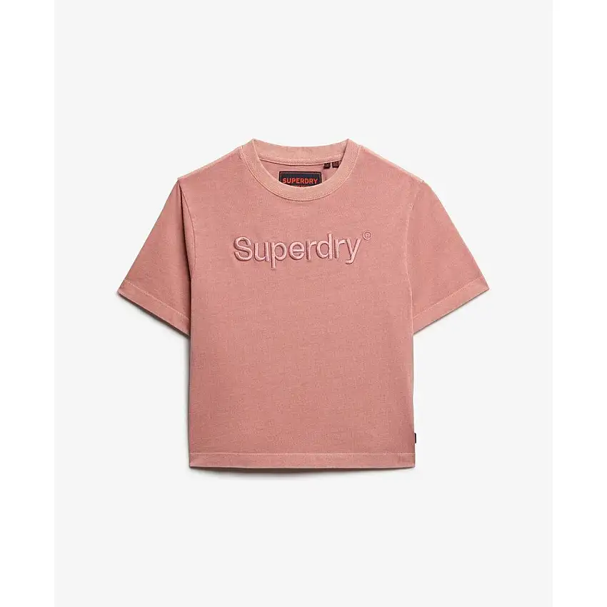 T-shirt diritto ampio ricamato donna Superdry Core Logo