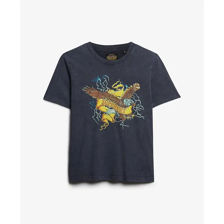 T-shirt casual con motivo donna Superdry Biker Rock