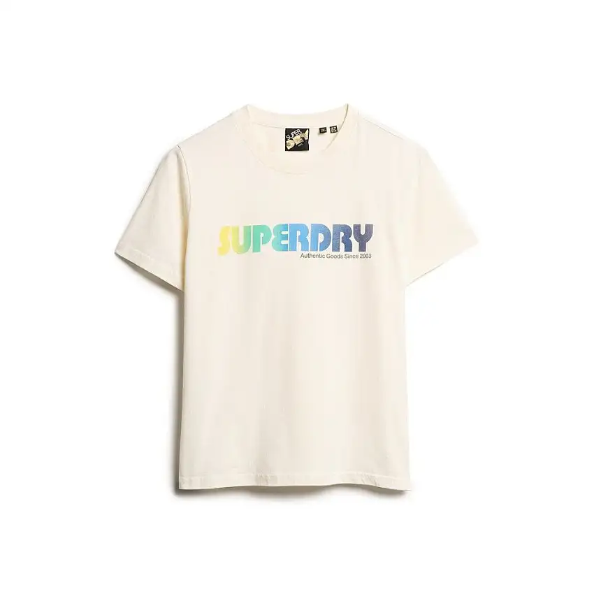 T-shirt casual con logo arcobaleno donna Superdry