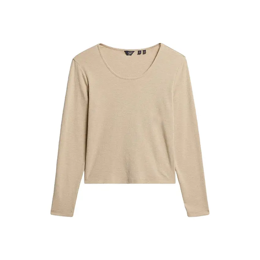 T-shirt a maniche lunghe a coste sottili e scollatura ampia donna Superdry