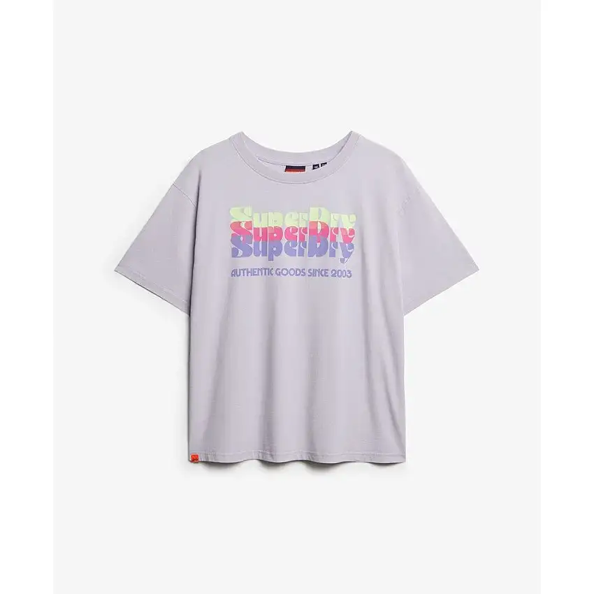 T-shirt oversize arcobaleno fluo donna Superdry