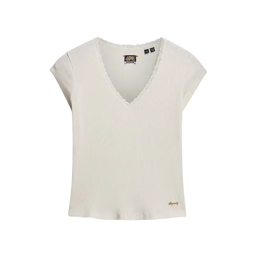 T-shirt con bordo in pizzo donna Superdry Essential