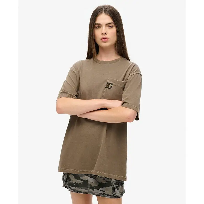 T-shirt oversize con tasca e cuciture a contrasto donna Superdry
