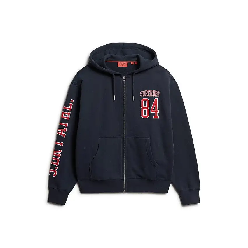 Felpa con cappuccio zip donna boyfriend con logo college Superdry