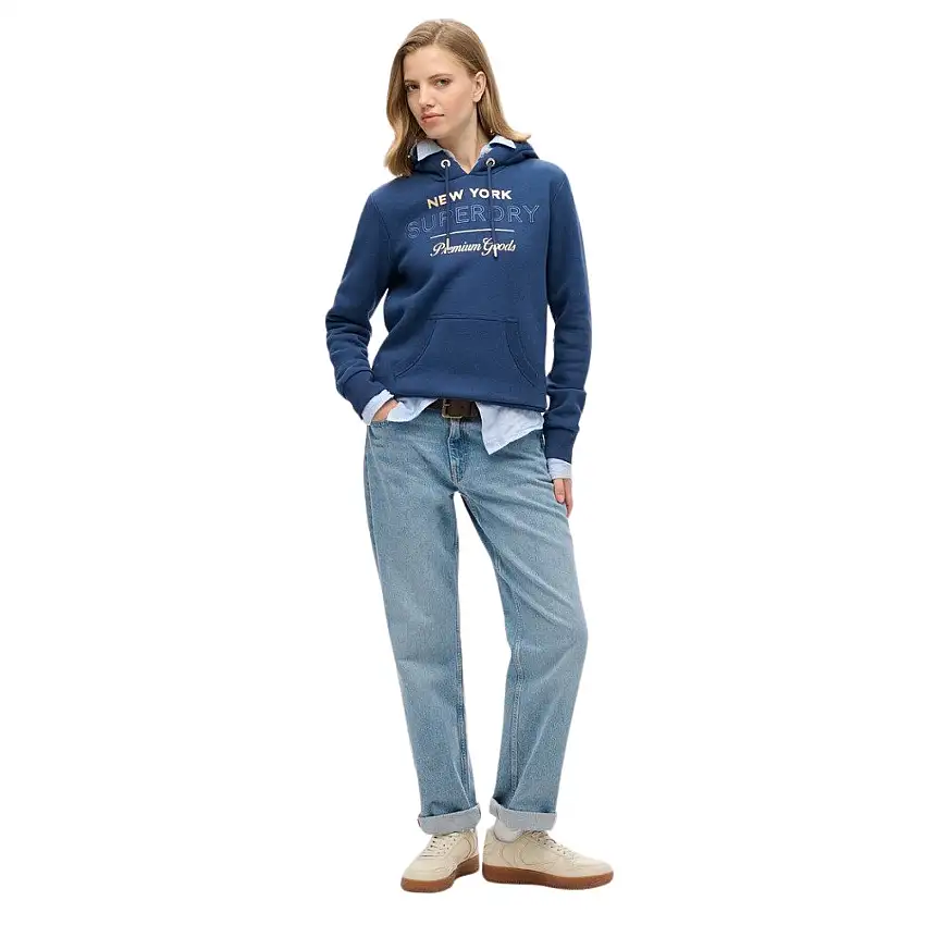 Felpa con cappuccio da donna e logo metallizzato Superdry Luxe