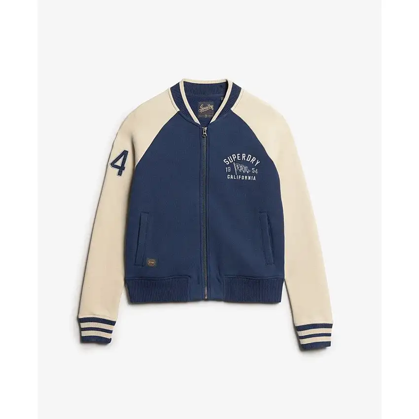 Bomber in jersey con motivo da donna Superdry College Script