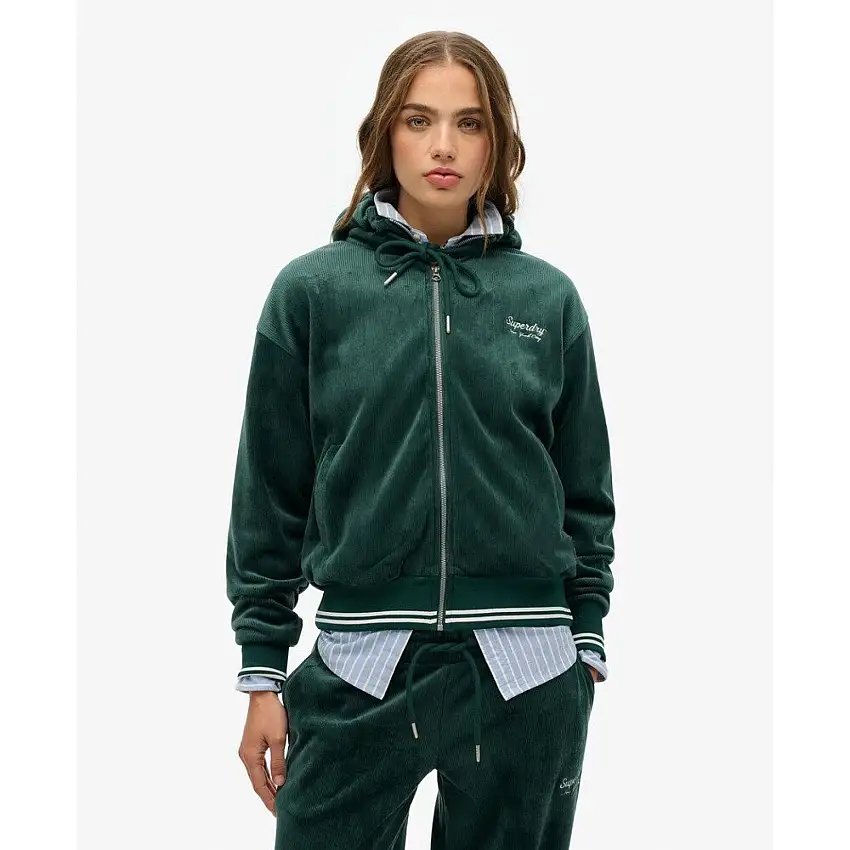 Felpa con cappuccio zip in velluto donna Superdry Country Club