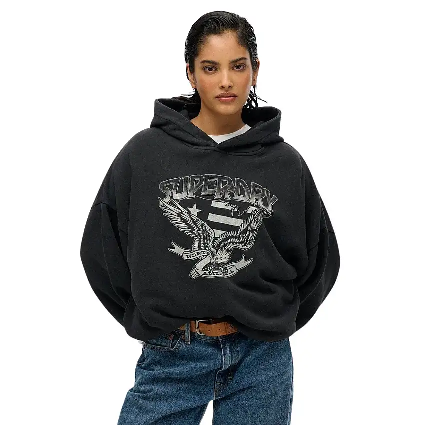Felpa oversize con cappuccio da donna Superdry Lo-fi Biker