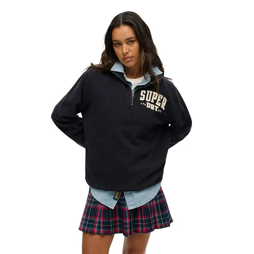 Felpa oversize con zip e colletto tunisino donna Superdry Vintage Athletic