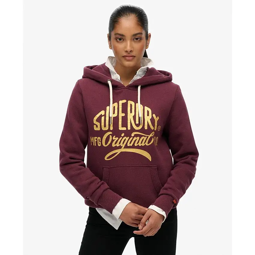 Felpa con cappuccio da donna Superdry Mfg Original Metallic