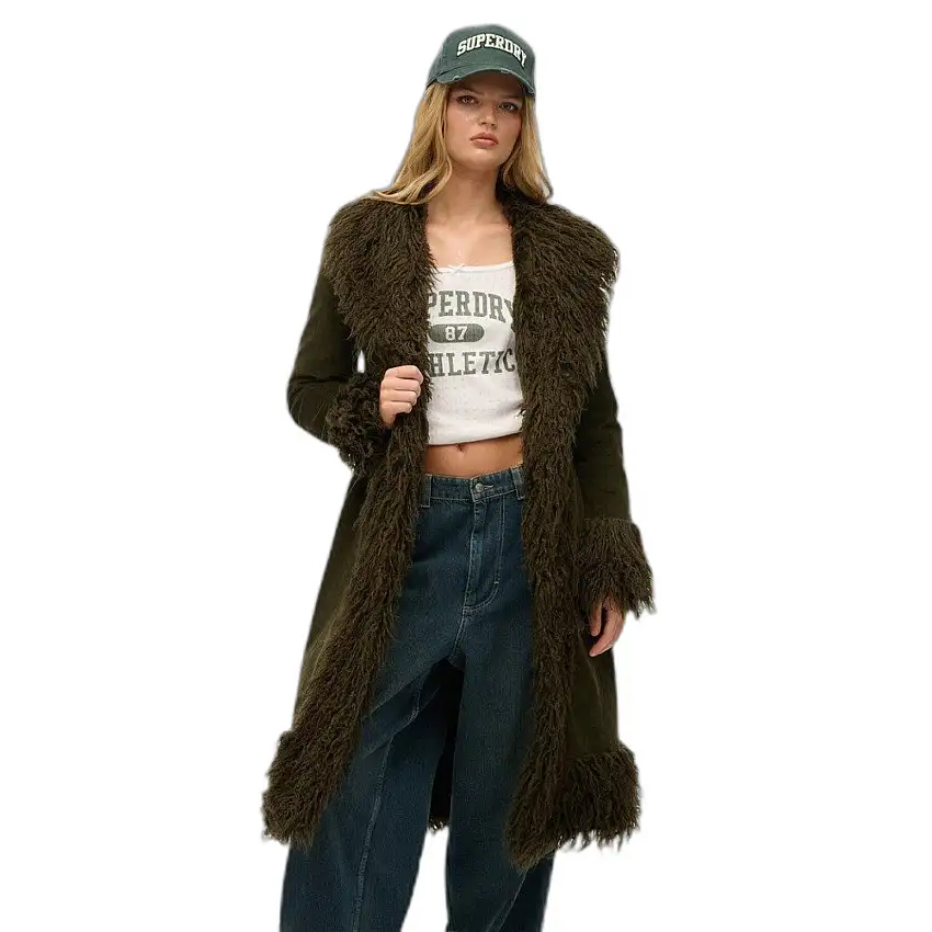 Cappotto con fodera in pelliccia sintetica donna Superdry Afghan Long