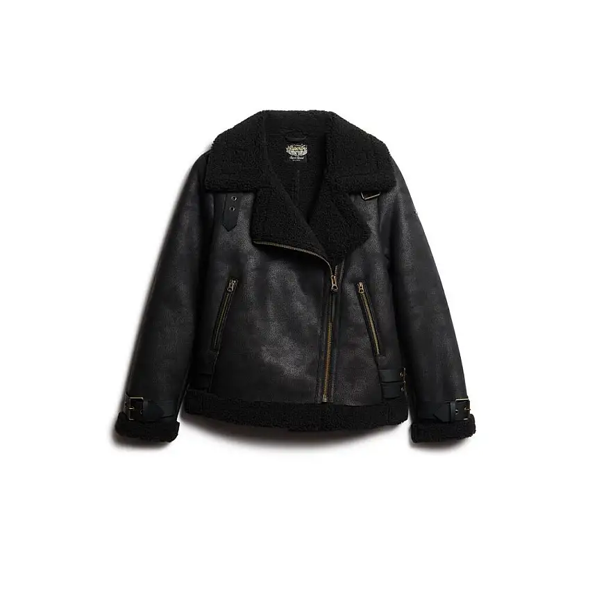 Giacca da aviatore in pelle di pecora sintetica donna Superdry