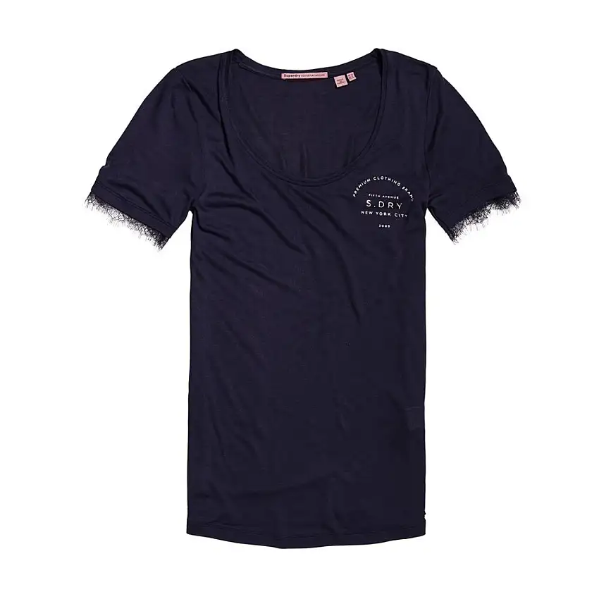 T-shirt grafico in pizzo sfilacciato donna Superdry [Misura XS]