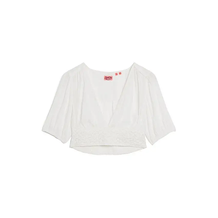 T-shirt con bordo in pizzo donna Superdry Ibiza