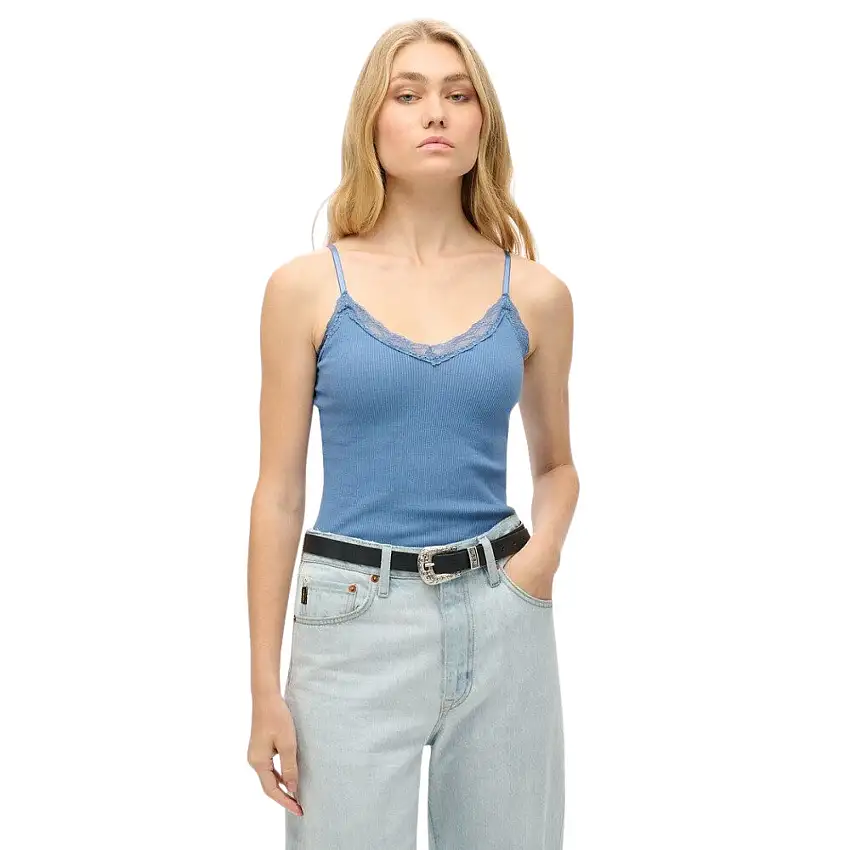 Top corto con bordo in pizzo donna Superdry Essential