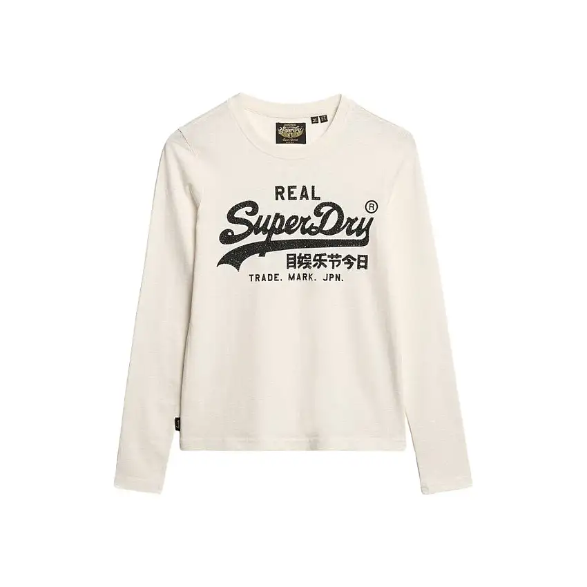 T-shirt a maniche lunghe con stampa grafica e logo vintage donna Superdry