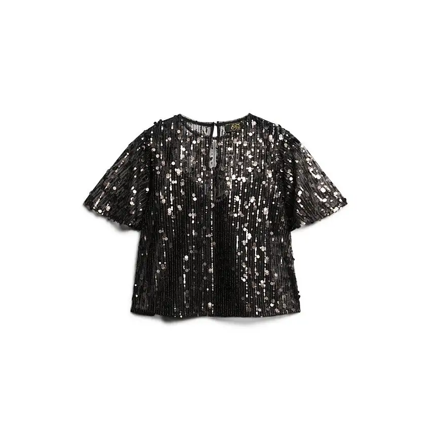 Blusa trasparente con paillettes donna Superdry