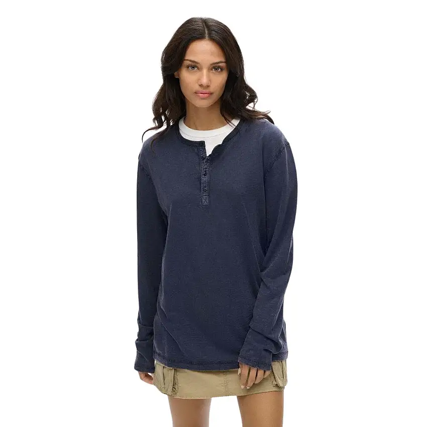 T-shirt a maniche lunghe con colletto tunisino in jersey donna Superdry