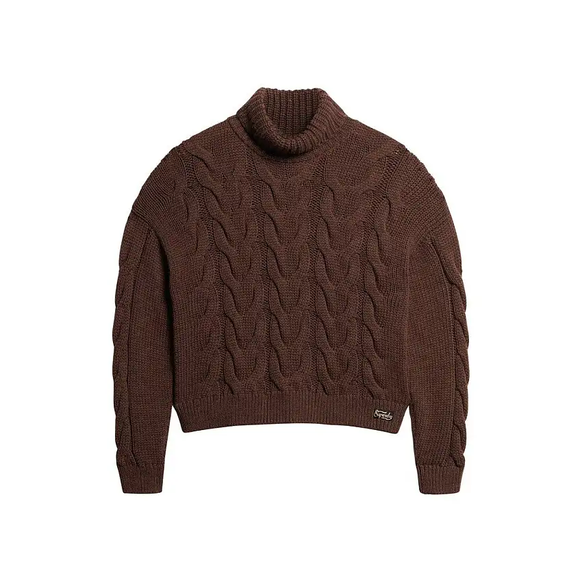 Pull polo in maglia a trecce con catena donna Superdry