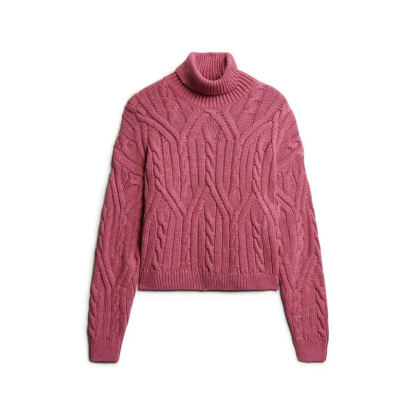 Polo a maniche lunghe in maglia intrecciata donna Superdry