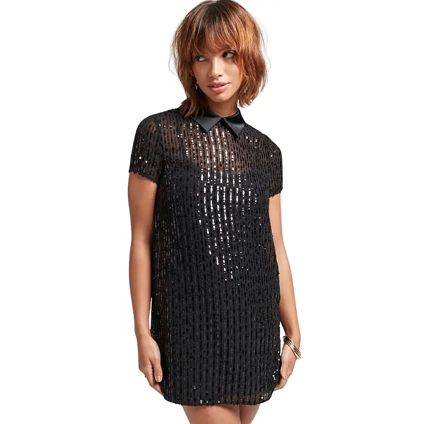 Abito t-shirt con colletto e paillettes donna Superdry