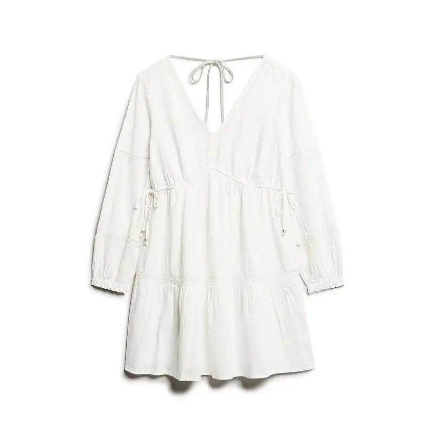 Vestito corto da donna con maniche lunghe e rouches Superdry Ibiza