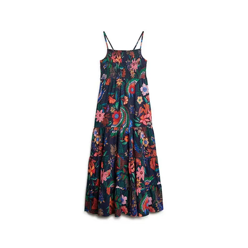Robe caraco longue smockée donna Superdry