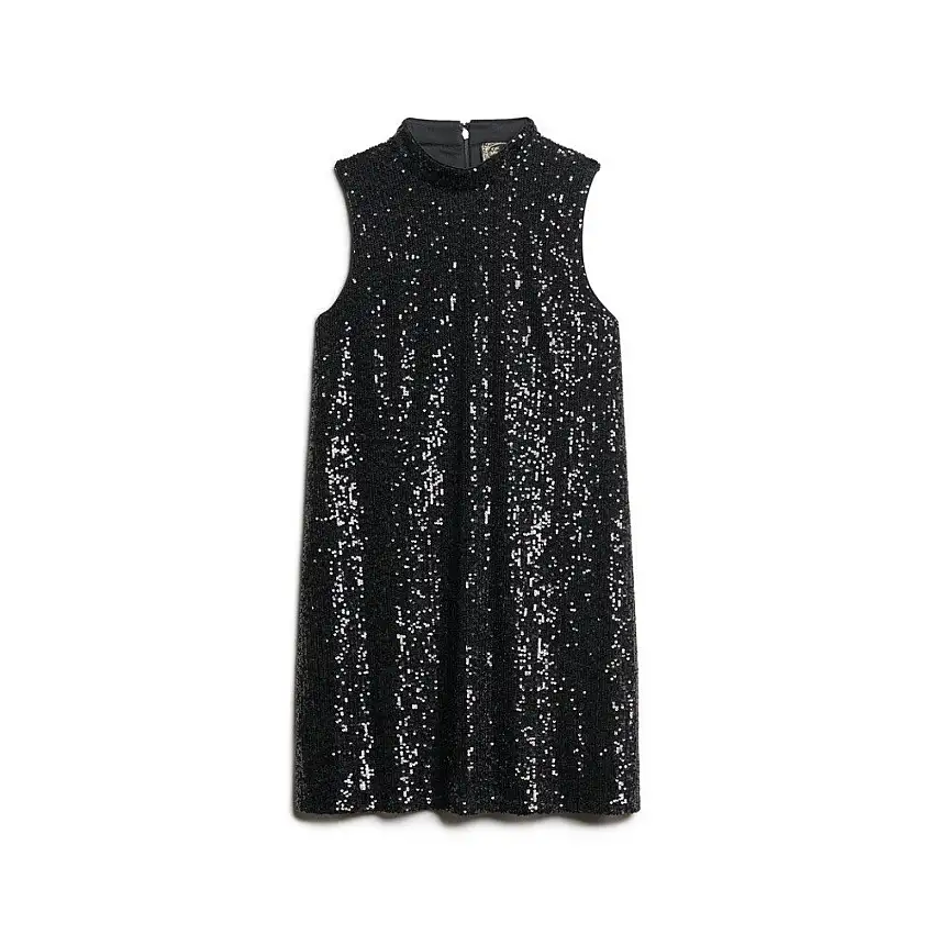 Vestito corto a trapezio da donna senza maniche in paillettes Superdry [Misura XS]